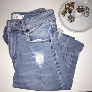 high rise light wash jeans